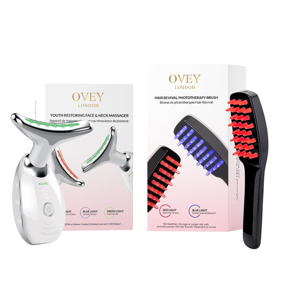 YOUTH RESTORING FACE AND NECK MASSAGER + HAIR REVIVAL PHOTOTHERAPY BRUSH